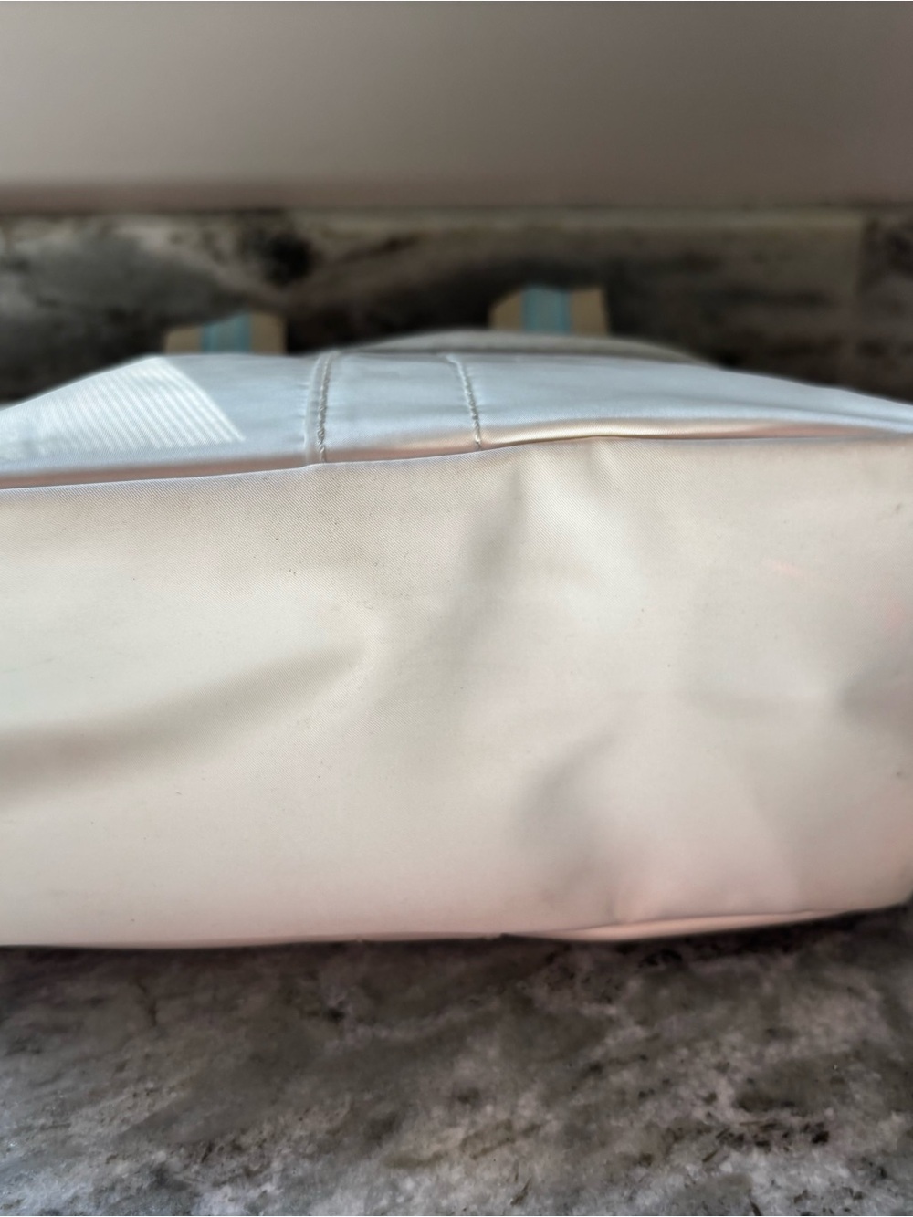 VINTAGE Coach 2005 Y2K Hamptons Nylon Mini Tote Bag Cream Ice Blue Trim #126 - Picture 11 of 12